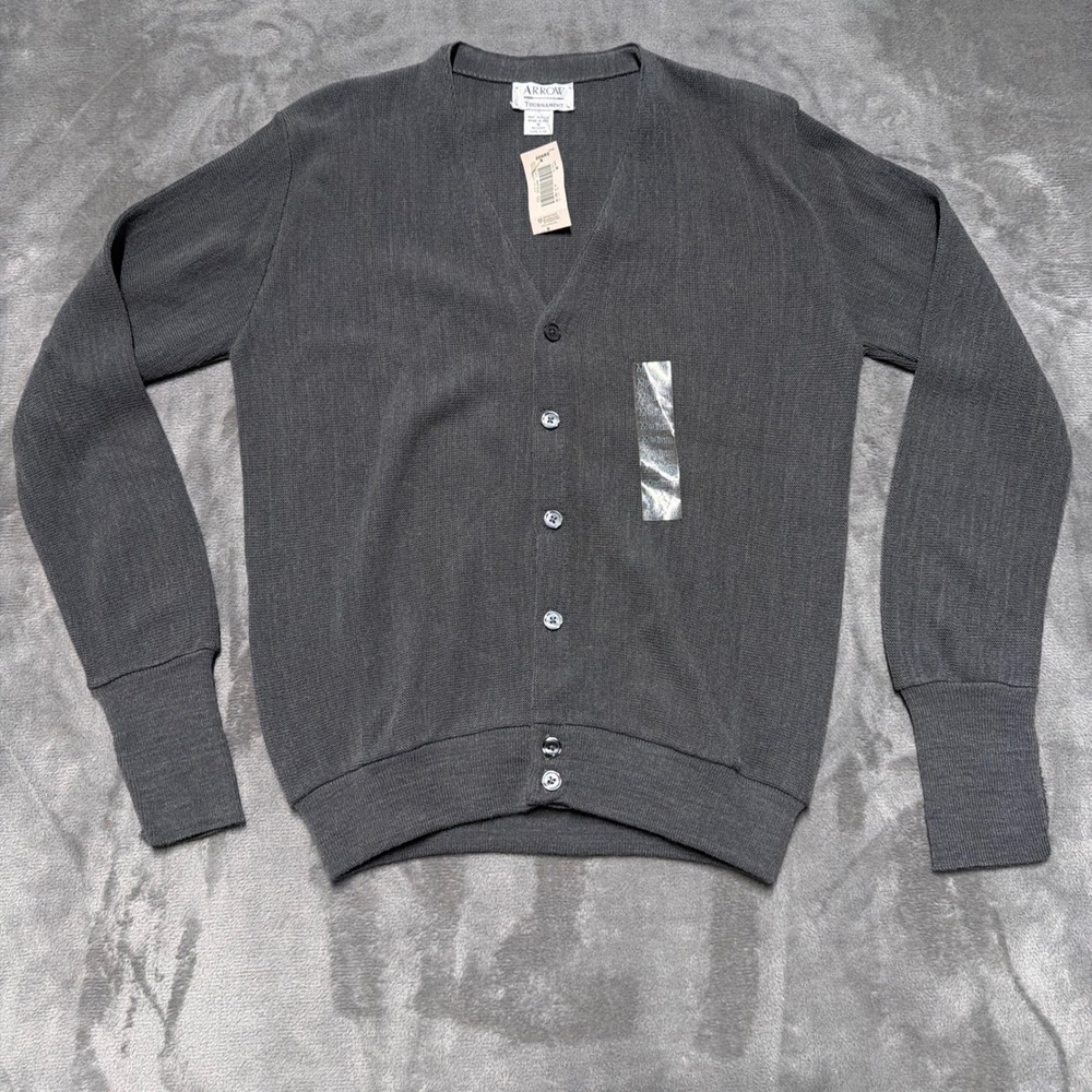 Arrow Tournament Cardigan Mens Medium Charcoal Gray Vintage Sears NWT Acrylic